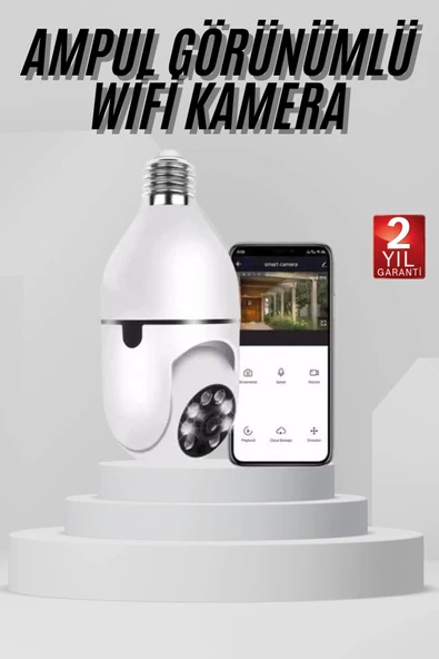 Wifi Güvenlik Kamerası 360 Derece Dönebilen Harekete Duyarlı Gece Görüşlü Ampul ürün görseli 1