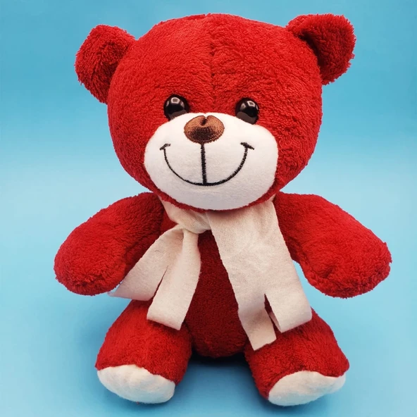 Kırmızı Peluş Atkılı Oyuncak Ayıcık ürün görseli 1