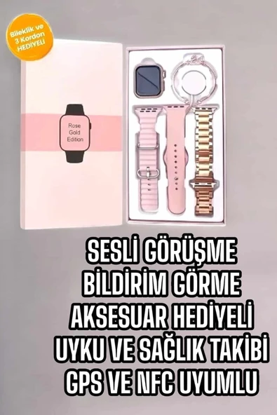 Akıllı Saat Amoled Ekran 3 Kordonlu Aksesuar Hediyeli Sesli Görüşme - Resim 2