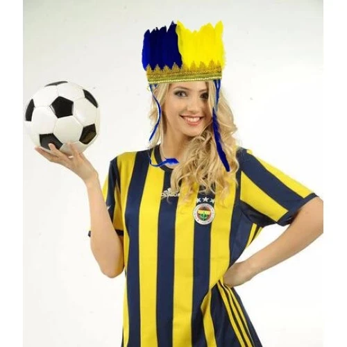 Sarı Lacivert Taraftar Tüylü Saç Bandı ürün görseli 1
