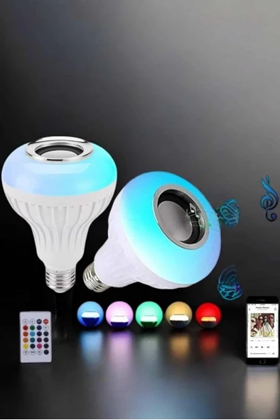 Kablosuz Bluetooth Hoparlör Led Lamba - Resim 4