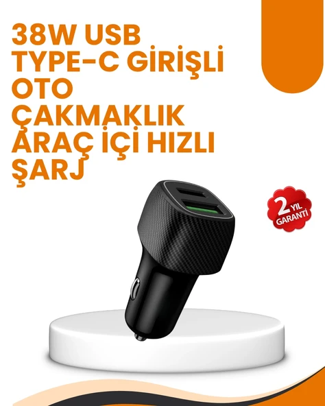Araç Çakmak Girişli 38W Hızlı Şarj Aleti – İki Cihaz Destekli ürün görseli 1
