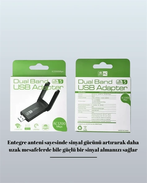 USB WiFi Adaptör – 1200 Mbps Hız - Resim 4