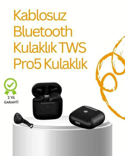 TWS Pro 5 Bluetooth Kulaklık – Gelişmiş Ses Teknolojisi ve Uzun Batarya Ömrü ürün görseli 1
