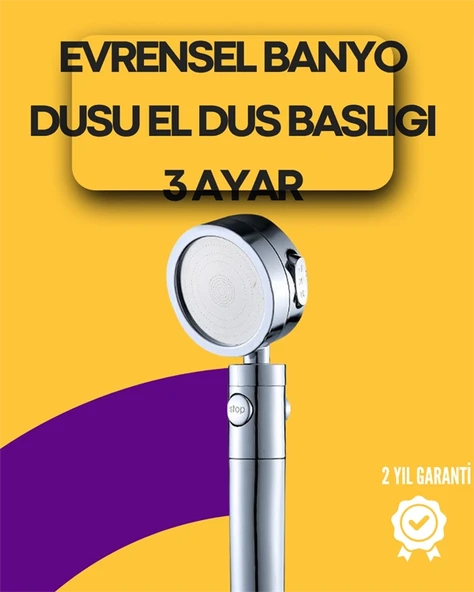 Sağlam Metal Hortum Bağlantılı, 360° Hareketli Duş Başlığı ürün görseli 1