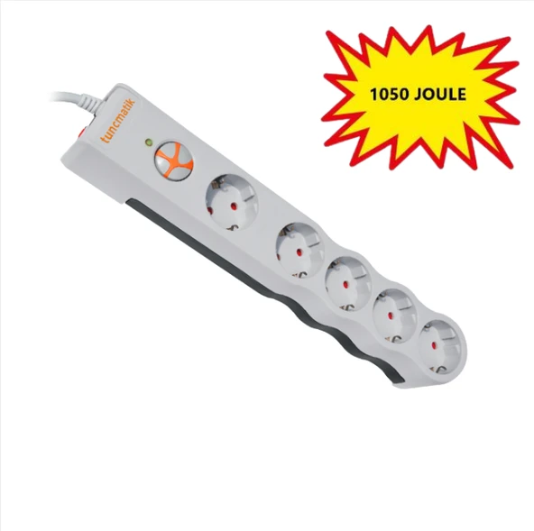 Tunçmatik PowerSurge 1050 Joule Beyaz TSK6134 5'li 1.5 m Akım Korumalı Priz ürün görseli 1