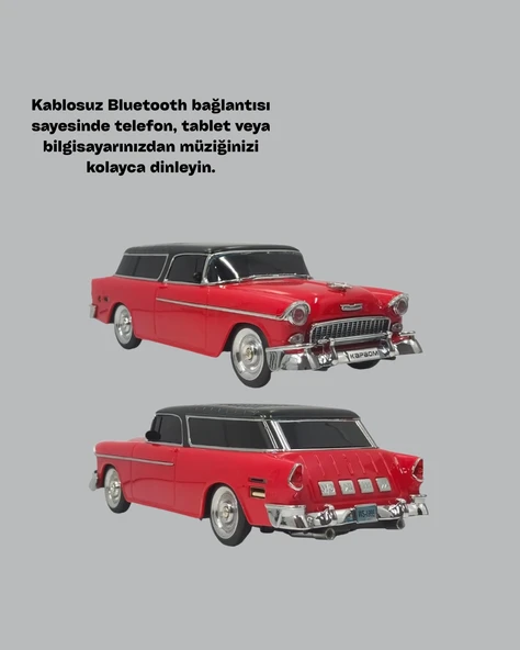 Retro Araba Şekilli Kablosuz Bluetooth Hoparlör - Resim 2