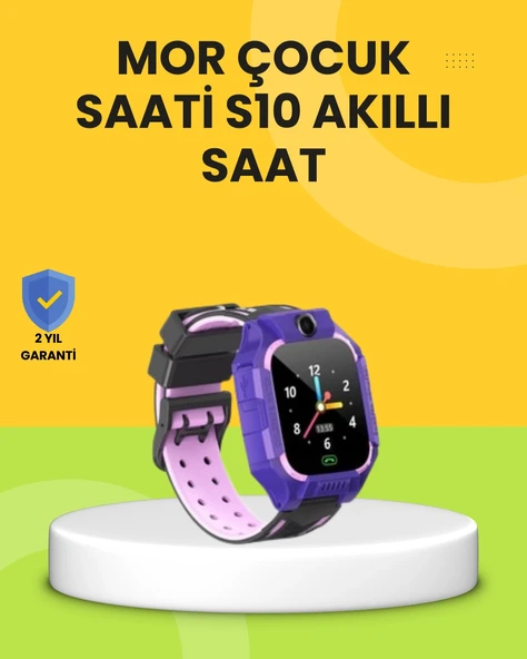S10 Akıllı Çocuk Saati Mor Tasarım Adımsayar ve Alarm Fonksiyonlu ürün görseli 1