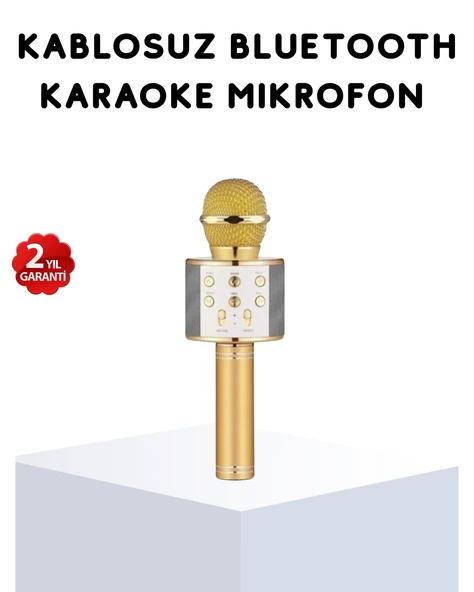 Karaoke Mikrofonu Bluetooth USB AUX Girişli Yankı Efektli ürün görseli 1