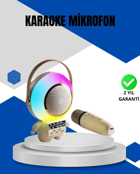 Kablosuz Mikrofonlu Astronot Tasarım Bluetooth Speaker Karaoke ürün görseli 1