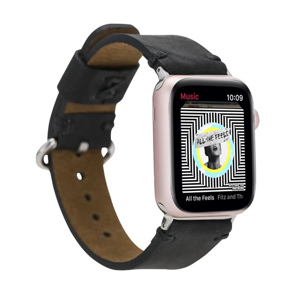 Apple Watch Uyumlu Deri Kordon Orfe 42-44-45mm G1 Siyah ürün görseli 1