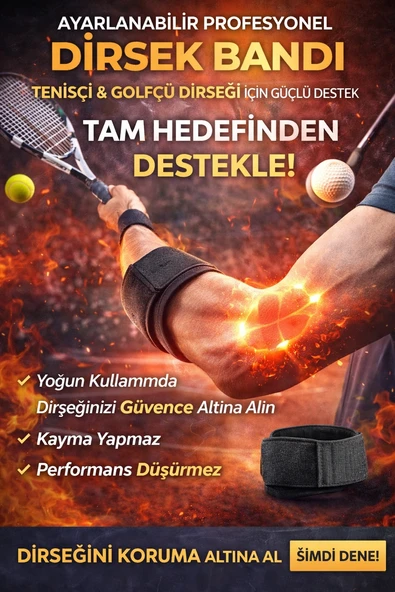 Ayarlanabilir Profesyonel Dirsek Bandı – Tenisçi & Golfçü Dirseği İçin Hedef Odaklı Güçlü Destek ürün görseli 1