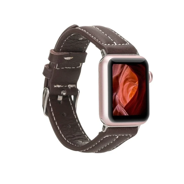 Apple Watch Uyumlu Deri Kordon 42-44-45mm NM3-AS3 Kahve ürün görseli 1
