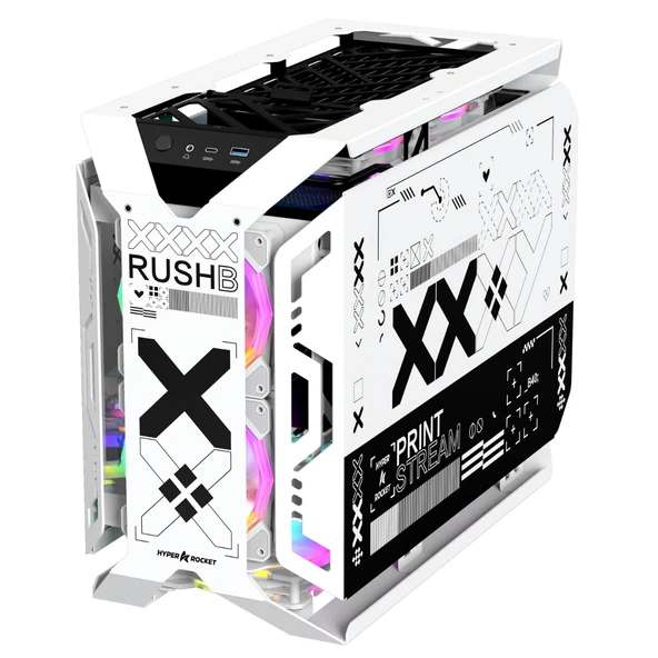 Hyper Rocket X-ERA Print Stream M-ATX 6 Argb Fan Open Frame Oyuncu Kasası ürün görseli 1