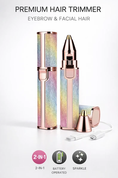 2in1 USB Şarjlı Yüz ve Kaş Tüy Alıcı, Tahrişsiz Hassas Kesim ve Premium Simli Gövde ürün görseli 1