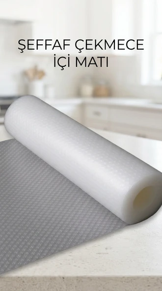 Şeffaf Kaydırmaz Raflık Koruyucu Pvc Dolap İçi Çekmece Örtüsü 45x300cm ürün görseli 1