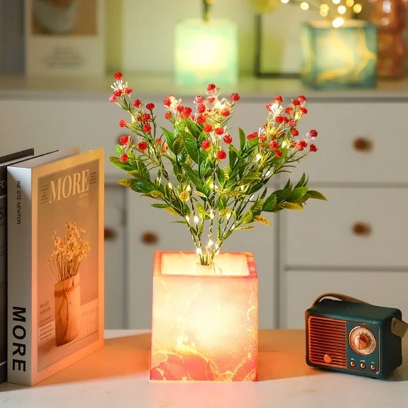 Pembe Saksılı LED Yapay Çiçek ürün görseli 1