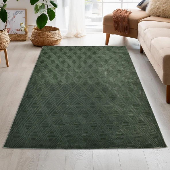 Latte Yumuşak Peluş Yeşil Çocuk Odası Oturma Odası Salon Mutfak Halısı Y726A ürün görseli 1