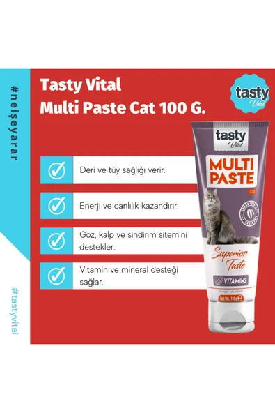 TASTY VİTAL Kedi Multivitamin Malt Paste 100 gr - Resim 6