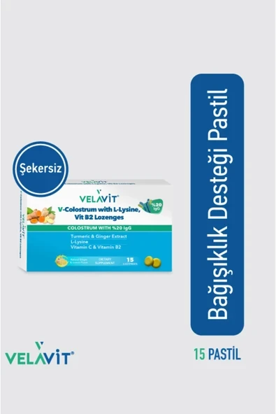 VELAVİT VELAVİT V- Colostrum With L-lysine Vitamin B2 Lozenges 15 Pastil ürün görseli 1