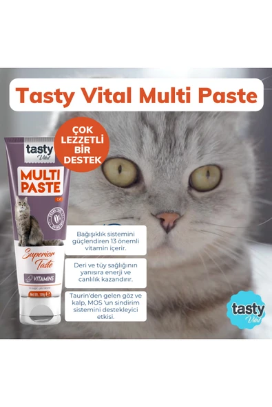 TASTY VİTAL Kedi Multivitamin Malt Paste 100 gr - Resim 4