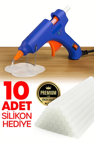 20 Watt Sıcak Silikon Tabancası Şeffaf Mum Yapıştırıcı Tabanca 10 Adet 15 cm Çubuk Silikon Hediye ürün görseli 1