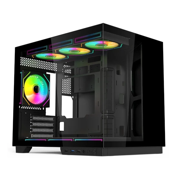 Hyper Rocket V332 Micro-ATX 7 Argb Fan 650W Bronze PSU Siyah Oyuncu Kasası ürün görseli 1