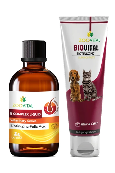 ZOOVİTAL Kedi ve Köpek için Plus B Damla 50ml + Biovital Paste 100 gr 2'li set Tüy Bakımı Dökümü Engelleyici ürün görseli 1