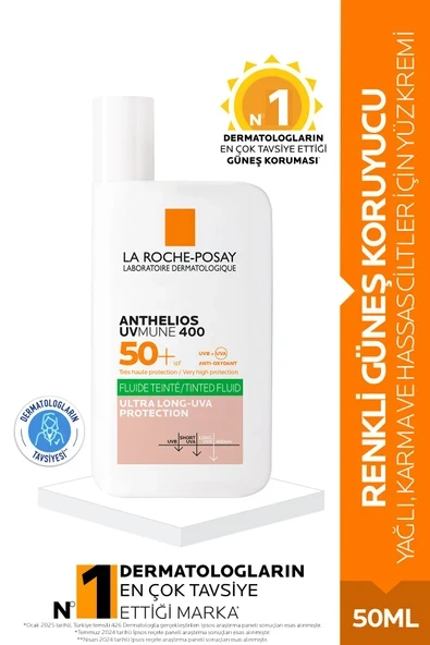 LA ROCHE POSAY LA ROCHE POSAY Anthelios Uvmune400 Oil Control Fluide Spf50 Karma Ve Yağlı Için Renkli Yüz Güneş Kremi 50ml ürün görseli 1