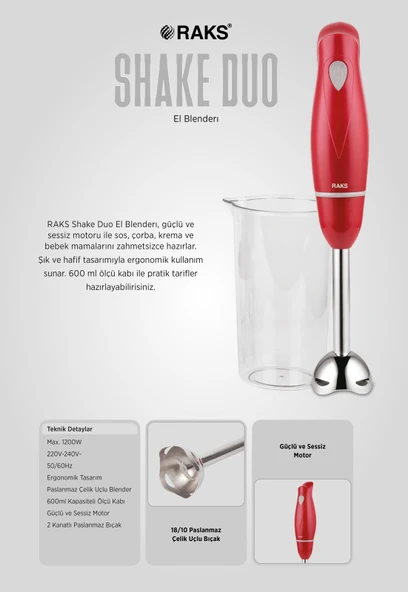 Shake Duo 1200Watt Paslanmaz Çelik Bıçaklı Blender ürün görseli 1
