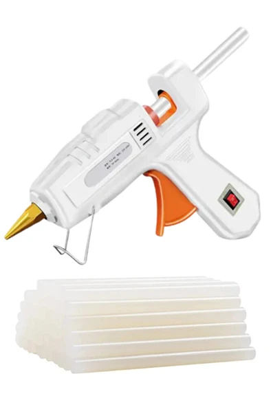 100watt Sıcak Silikon Tabancası + 10 Adet 15cm Çubuk Silikon Eritme Tabanca Şeffaf Mum Yapıştırıcı ürün görseli 1