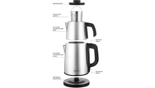 Conti CTM-125 Tealine Çelik Çaycı Inox - Resim 2