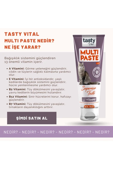 TASTY VİTAL Kedi Multivitamin Malt Paste 100 gr - Resim 5