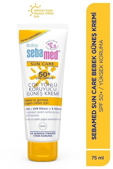 SEBAMED KİDS SEBAMED KİDS Baby SPF 50+ UVA - UVB Filtresi ve E Vitamini Etkili Çok Yönlü Koruyucu Çocuk Güneş Kremi 75 ml ürün görseli 1
