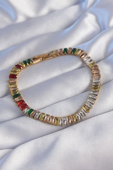 316L Çelik Gold Renk Renkli Su Yolu Tasarımlı Bileklik - TJ-BB6103 TG-1395 339731 ürün görseli 1