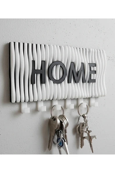 Bayan Rottenmeier Dalgalı Home Yazılı Duvar Askılı Anahtarlık - Anahtarlık Askısı-duvar Anahtarlığı (22X12 CM) ürün görseli 1