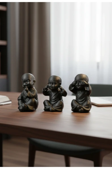 Bayan Rottenmeier Görmedim Duymadım Bilmiyorum 3 lü Dekoratif Obje - Biblo - Dekor ürün görseli 1