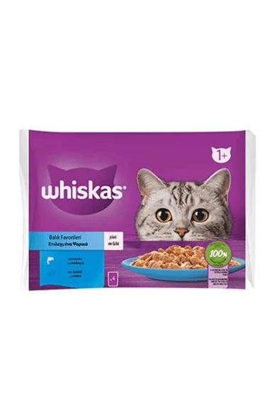 Whiskas Pouch Jöle İçinde Somonlu ve Ton Balıklı Yetişkin Kedi Konservesi 4x85 Gr ürün görseli 1