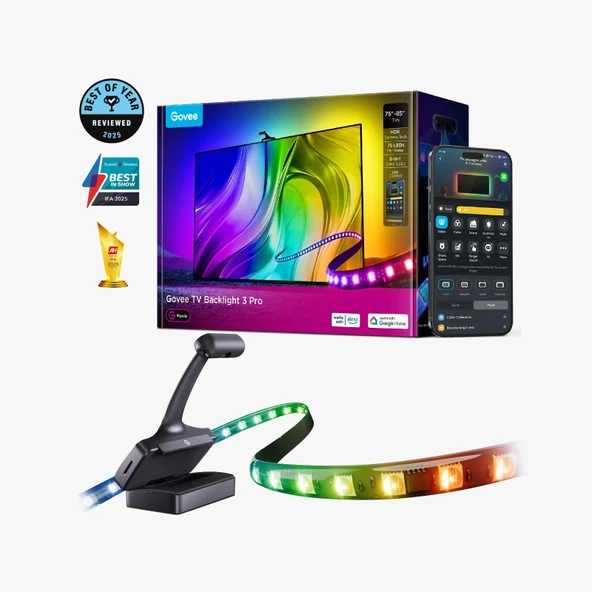 Govee T3 Pro TV Arkası Led Şerit Ambiyans Aydınlatma, TV Renk Senkronizasyonu 75-85 inç TV'ler ile Uyumludur ürün görseli 1