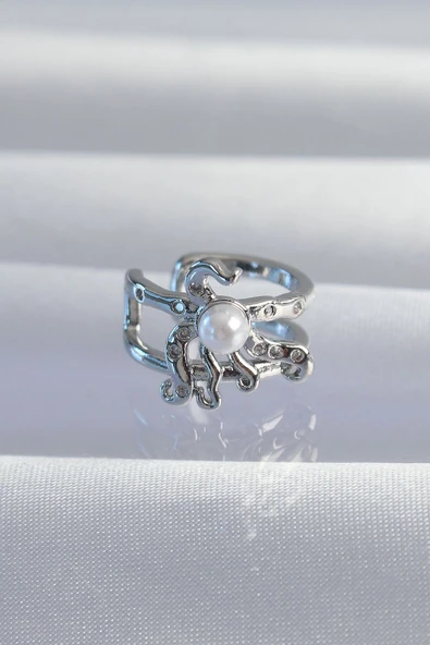 Pirinç Gümüş Renk İncili Ahtapot Earcuff Küpe - TJ-BKP9332 TG-1395 339945 ürün görseli 1