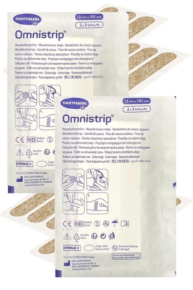Omnistrip Steril Strip Dikiş Bantı 12x101 mm 6 lı 2 Paket ürün görseli 1