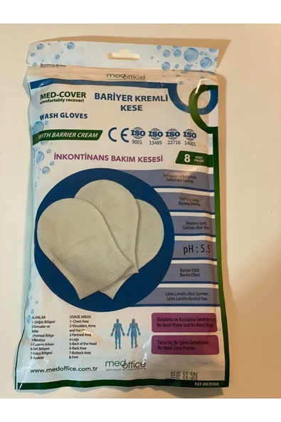 Med Cover Bariyer Kremli Kese - Yatan Hasta Vücut Bakım Kesesi 3'lü Paket 8 Li ürün görseli 1