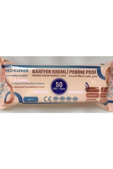 Vücut temizleme mendili Bariyerli Kremli Perine Pedi 50li MED-COVER ürün görseli 1