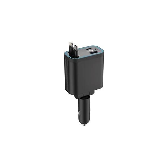 Araç İçi Hızlı Şarj Çakmaklık Adaptörü Lightning Type-C Kablolu Çoklu Şarj ürün görseli 1