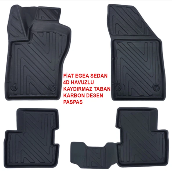 Fiat Egea Sedan 2015 ve Sonrası 4D Premium Havuzlu Paspas-Kaydırmaz Taban ürün görseli 1