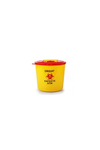 5'li Sarı Tıbbi Atık Çöp Kovası, 5 Lt, hijyenik ve kullanışlı set ürün görseli 1