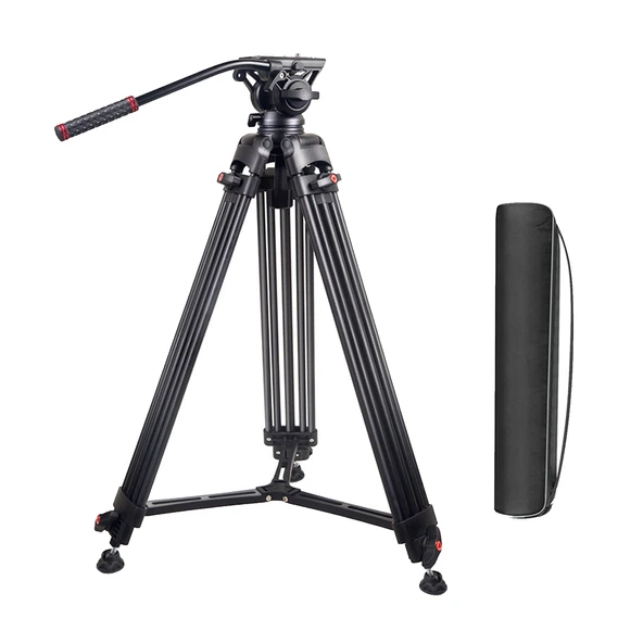 GDX 985 Profesyonel Video ve Fotoğraf Tripod 10kg Taşıma Kapasiteli VH07 Fluid Kafa 176cm Boy ürün görseli 1