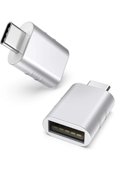 USB-C to USB 3.0 Adaptör 2’li Set Kompakt Gümüş Dönüştürücü Yüksek Performanslı Pratik Seti ürün görseli 1