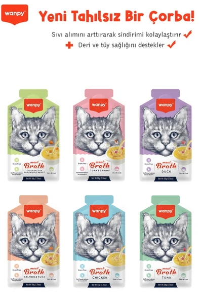 WANPY Karışık Aromalı Kedi Çorbası 50 gr x 6 Adet Sıvı Kedi Ödülü ürün görseli 1