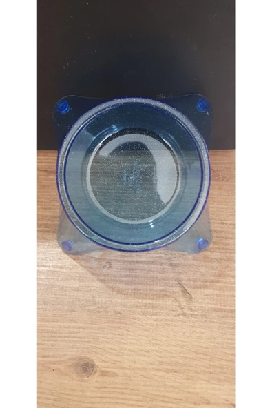 FLİP Evcil Hayvan Kedi Köpek Mama Su Kabı Simli Şeffaf Mavi Mini Boy 12cm ürün görseli 1